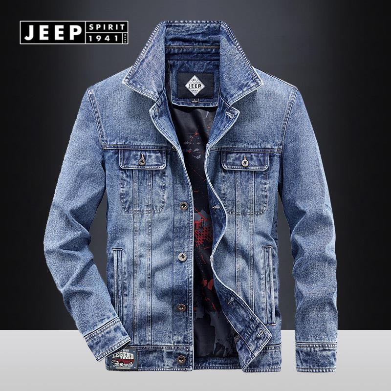 JEEP吉普牛仔夹克男 春秋季复古街头休闲经典 牛子衣美式潮流外套