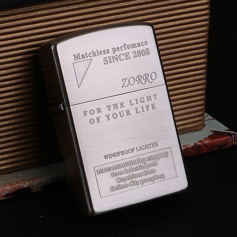 ZORRO佐罗经典信息款纯铜高档煤油打火机防风金属复古砂轮打火机