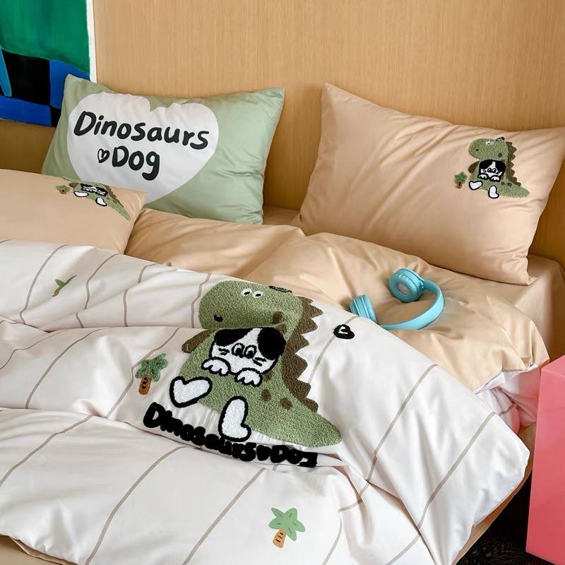 全棉毛巾绣花单被套纯色素色被罩被单床上用品家用加厚单人