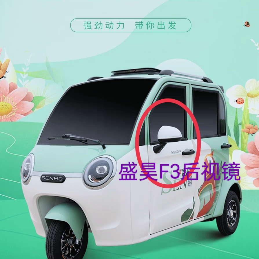 盛昊海宝电动三轮棚车后视镜盛昊F3两孔观后镜F6反光镜G2倒车凸面
