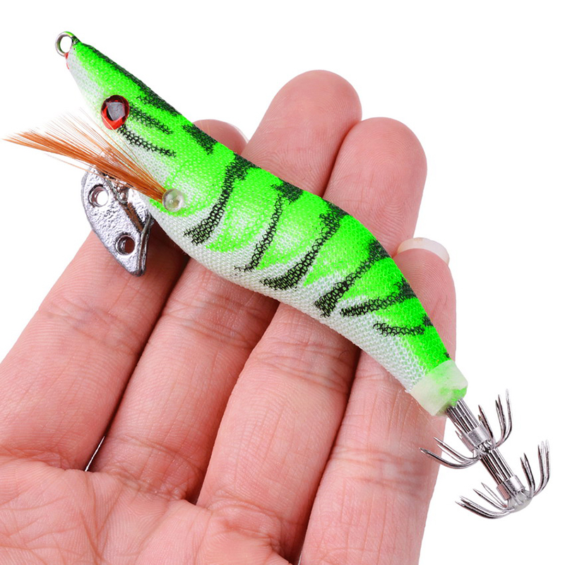 夜光木虾鱿鱼钩 墨鱼软丝乌贼假饵假虾路亚饵 2.0号 2.5号 3.0号