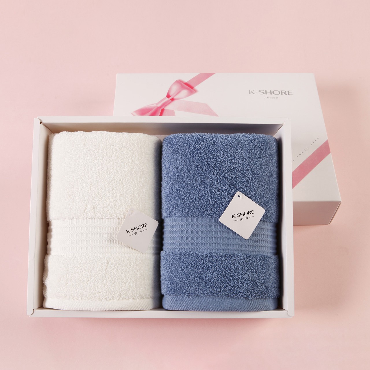 礼盒装 两条金号毛巾纯棉伴手礼送手提袋礼品吸水成人家用情侣款