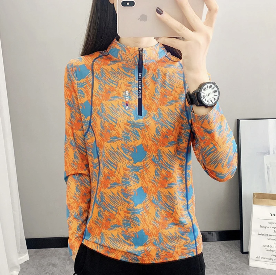 速干衣长袖春夏女款春秋迷彩印花弹力户外运动长袖速干衣薄款上衣