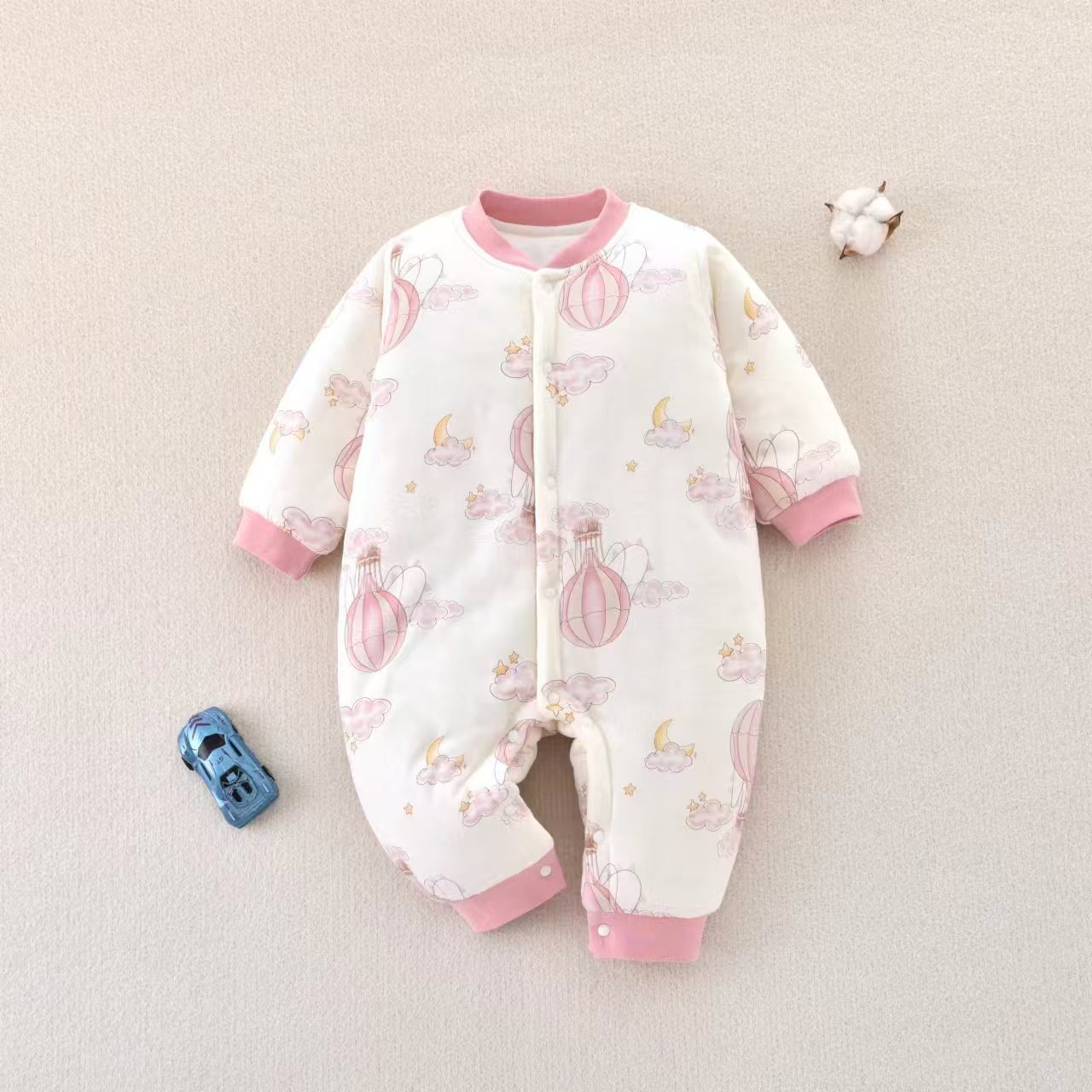 无品牌婴儿秋冬40克夹棉宝宝连衣男女宝宝纯棉爬服新生儿保暖衣服