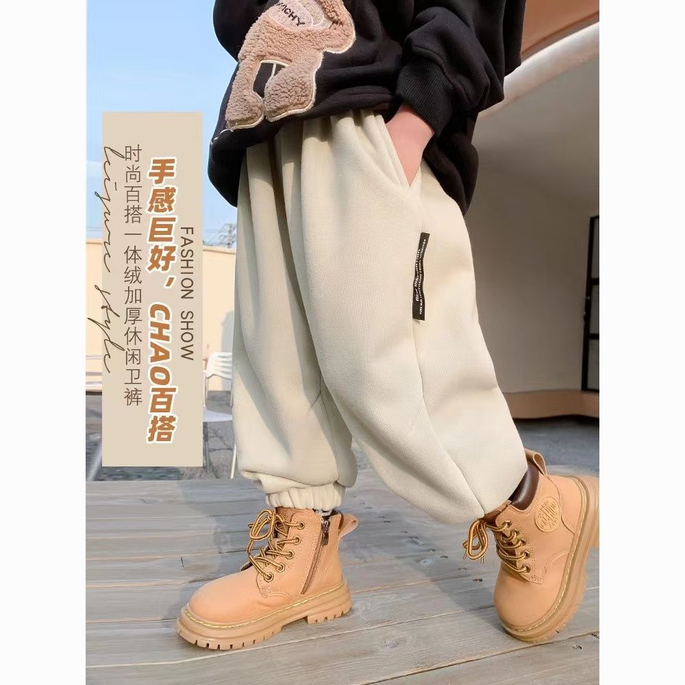 男童加绒裤子儿童冬装秋冬款2022新款韩范冬季卫裤加厚网红休闲裤