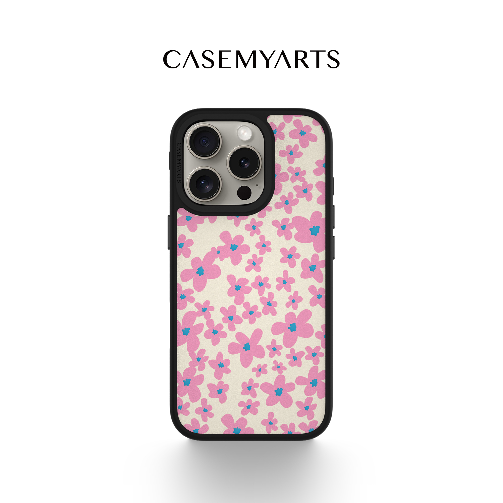CASEMYARTS粉红碎花轻薄防摔磁吸手机壳适用苹果16/15/14/Pro/Max