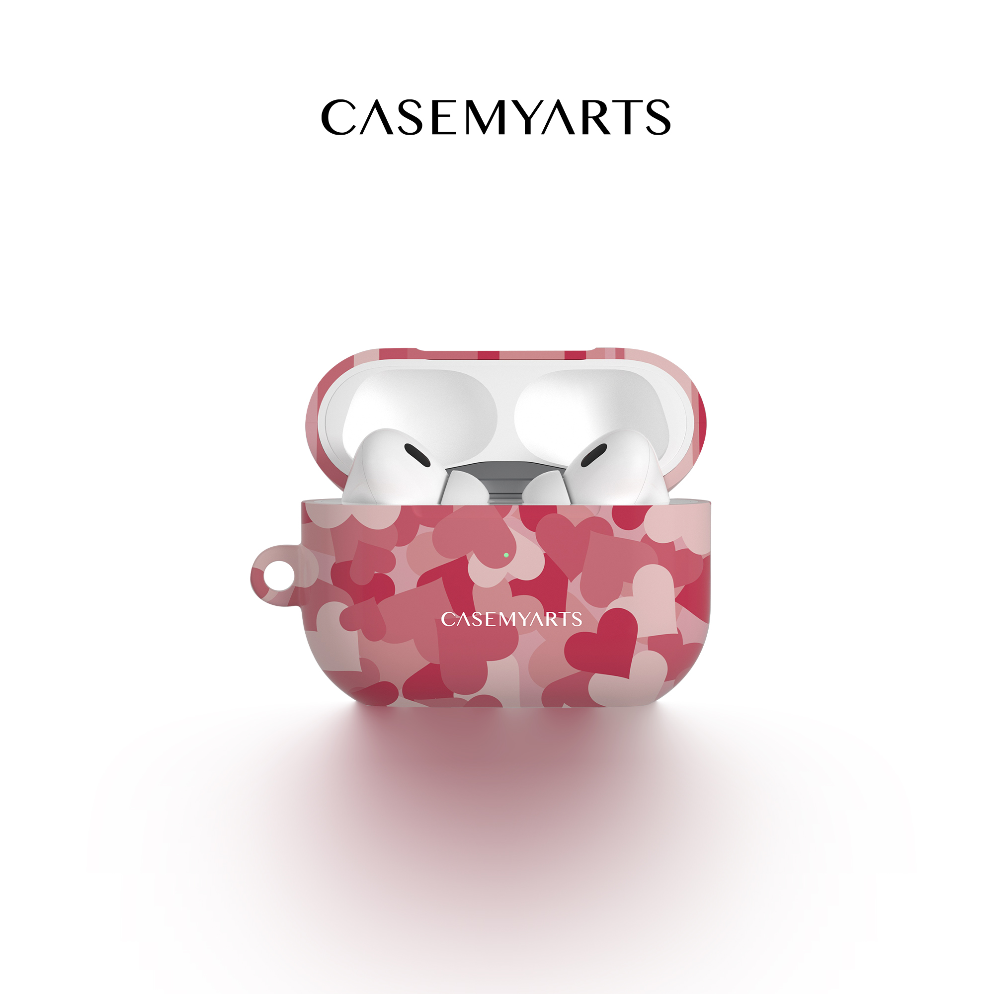 CASEMYARTS粉红桃心原创适用苹果耳机壳AirPodsPro2/三代/四代