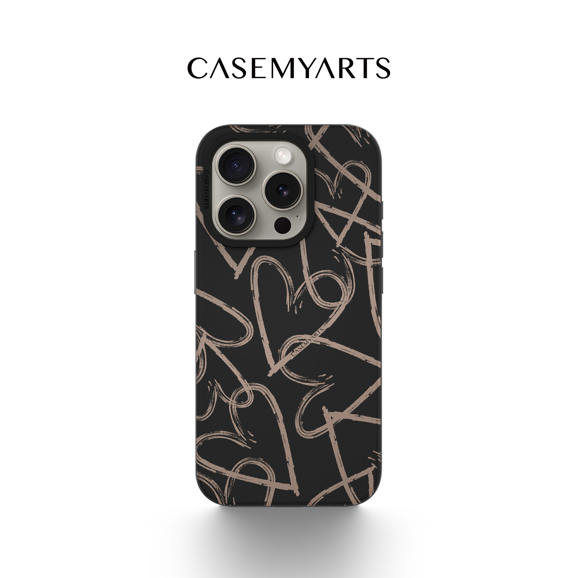 CASEMYARTS金色爱心轻薄防摔磁吸手机壳适用苹果16/15/14/Pro/Max