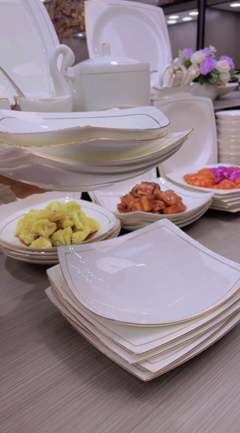 【闪购商品】骨瓷盘贵龙3个三角3个