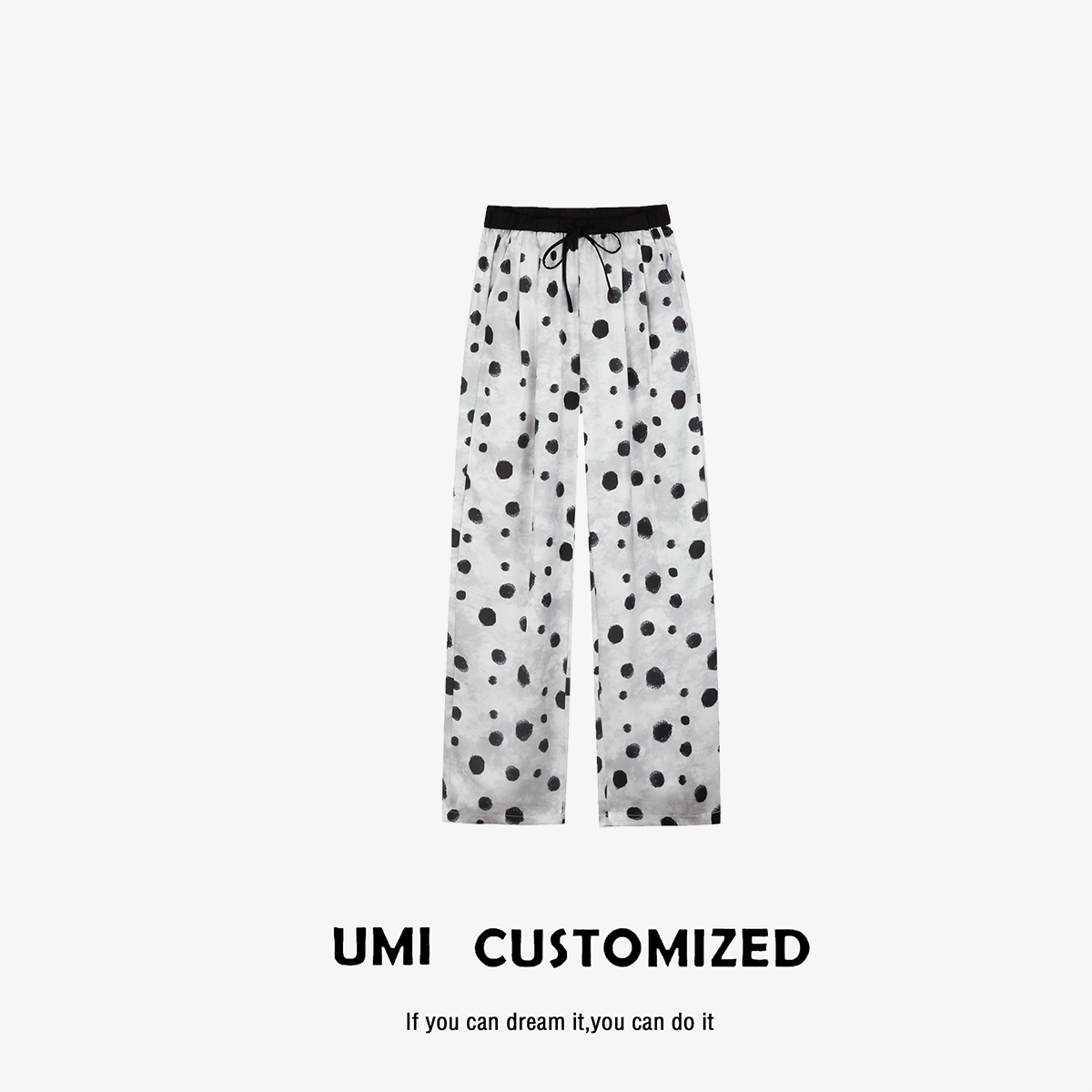 UMI  "漫波"  夏款复古慵懒凉感波点百搭阔腿休闲裤  CUSTOMZED