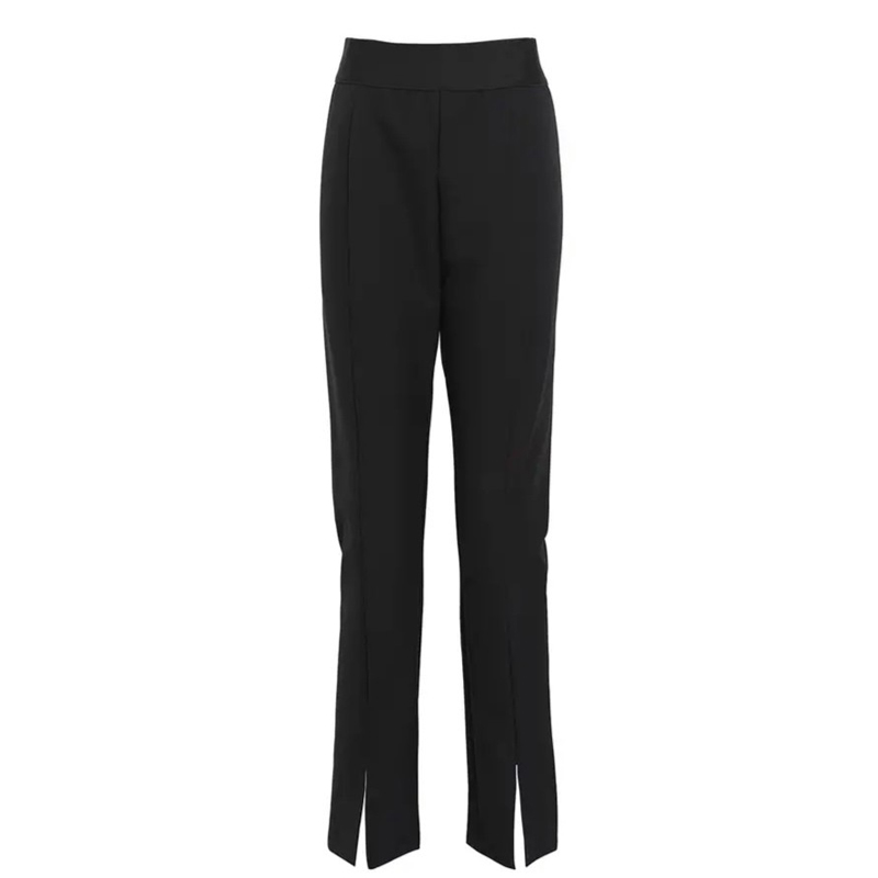 【L.D高定私服】春夏前开叉微喇叭黑色气质西裤时尚小心机九分裤女