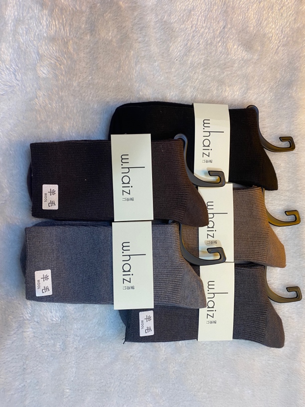 （A001）5双装，羊毛羊绒男士双针袜，纯色商务系中筒袜