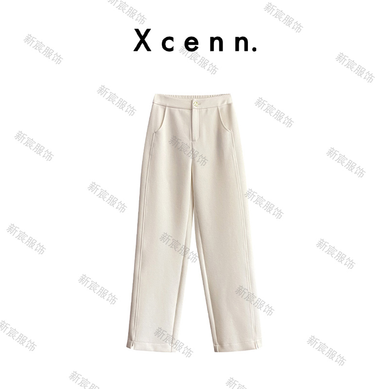 【新宸Xcenn】冬厚款休闲直筒裤百搭简约舒适长裤女XC0A105