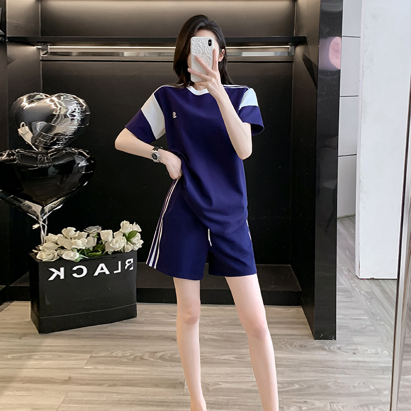 休闲运动套装女2024夏季新款时尚显瘦宽松洋气减龄短裤短袖两件套