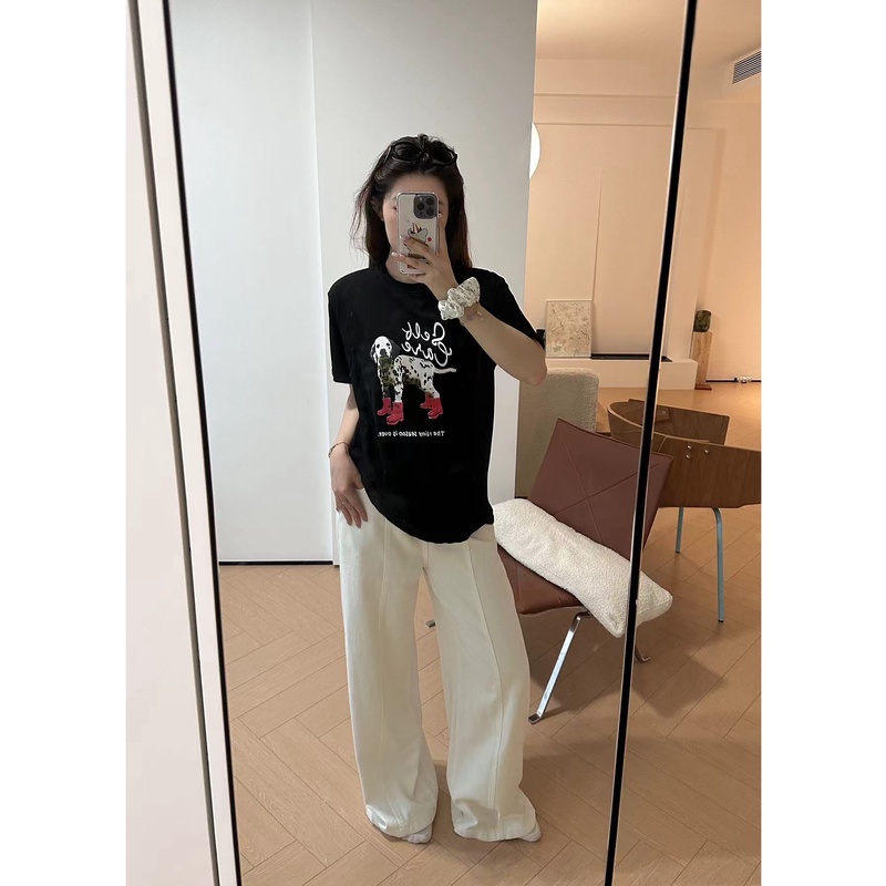 小沈美眉微胖梨形显瘦韩系直筒牛仔裤夏秋高腰拖地休闲长裤子女