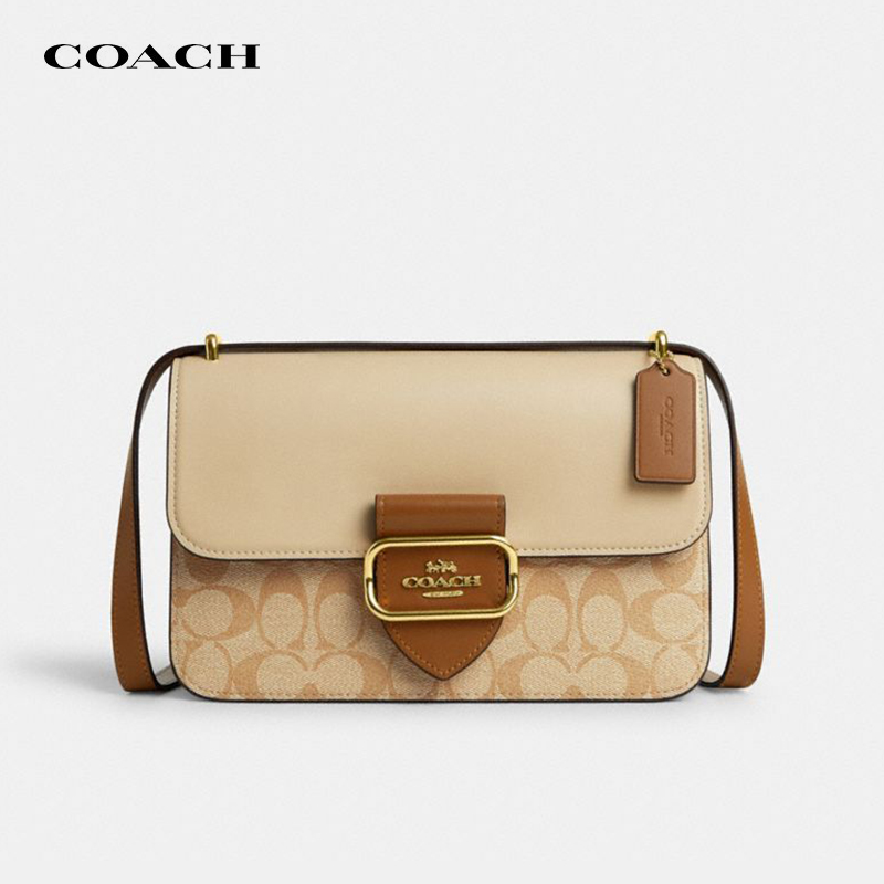 COACH/蔻驰【品牌直供】Morgan系列马鞍包单肩斜挎包卡其拼色
