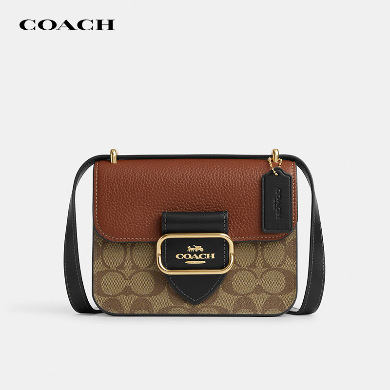 COACH/蔻驰【品牌直供】MORGAN老花拼接单肩斜挎包马鞍包豆腐包