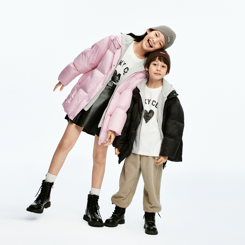 littlemoco童装24冬装男女童安心绒假两件羽绒服外套#KBD4EIN042