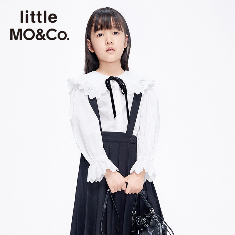 little moco童装甜美翻领衬衫花苞袖春季打底衬衫洋气#KBA3SHT004