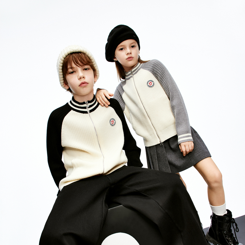 littlemoco童装24冬装新款男女童可机洗毛衣开衫外套#KBD4CAR010