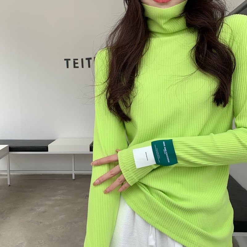 堆堆高领磨毛加绒打底衫女大码300斤内搭秋冬洋气修身贴标上衣服