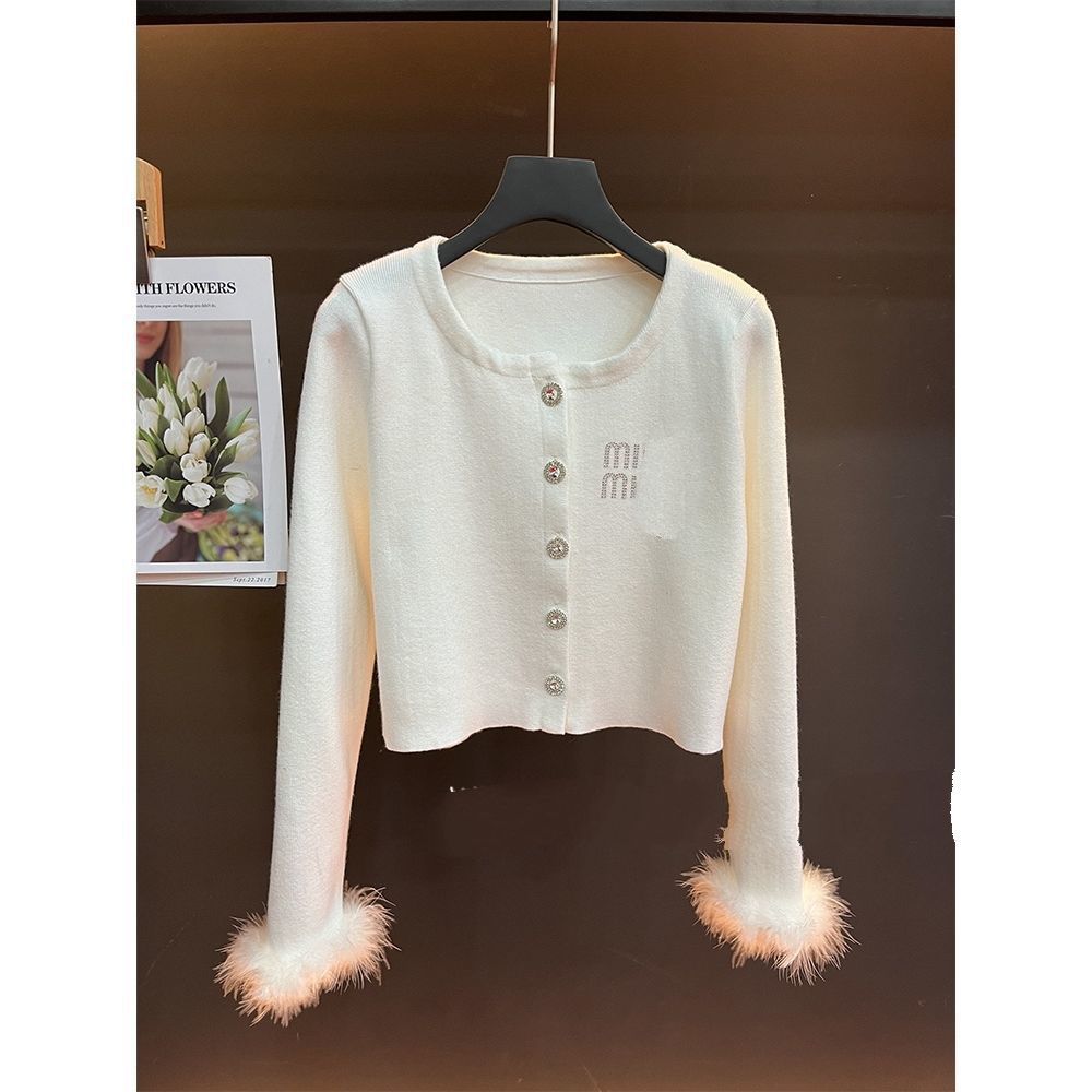 小香风针织开衫外套女2023年秋季新款设计感小众上衣圆领长袖毛毛