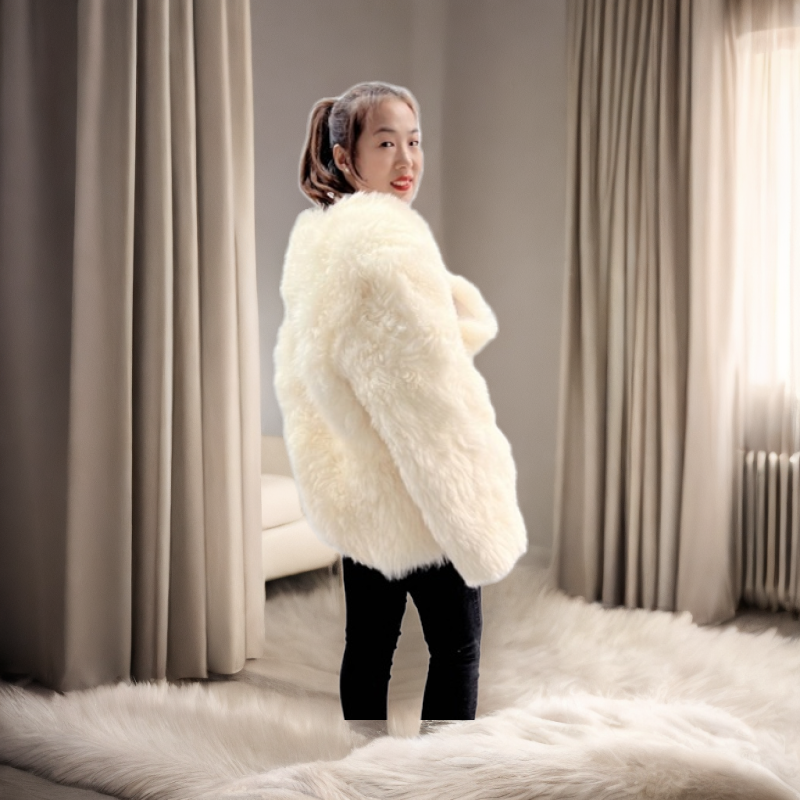 皮毛一体外套羊皮袄圆领内胆时尚修身保暖上衣整张皮衣棉服冬季