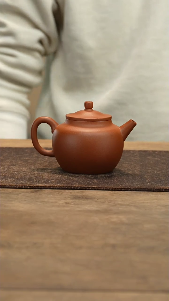 【闪购商品】紫砂茶壶赵强红泥笠帽巨轮200毫升