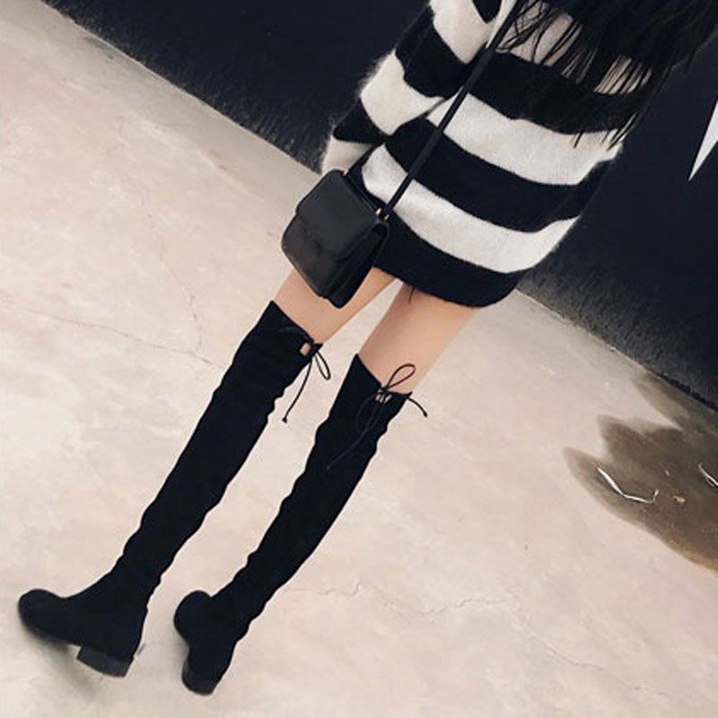 瘦瘦靴过膝长靴女2023韩版新款显瘦弹力靴中高跟长筒靴粗跟长筒