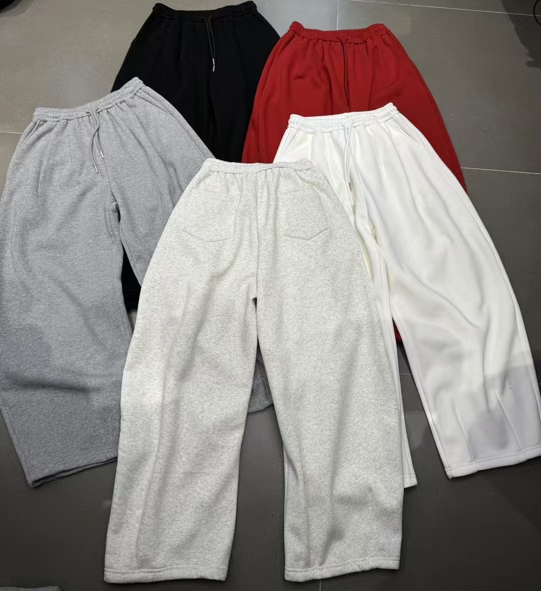 2024冬季宽松慵懒大版加绒纯色百搭款卫裤