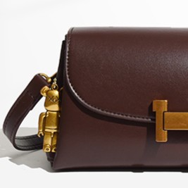 时尚百搭长条包潮流轻奢斜挎咖色单肩包065