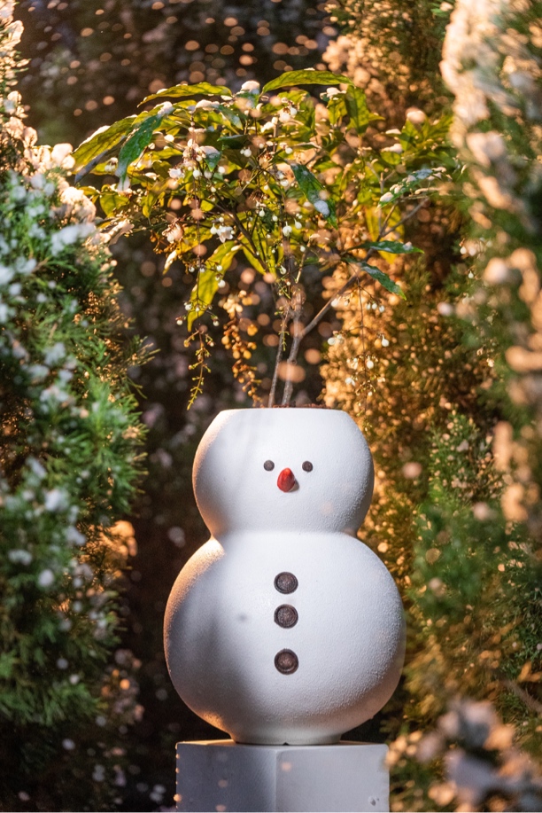 客厅软装搭配镁泥花盆植物盆栽可爱风格圣诞装饰雪人植物花盆
