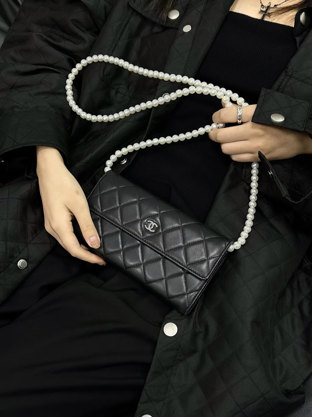 95新 Chanel/香奈儿 CS4470/ cf黑银钱包