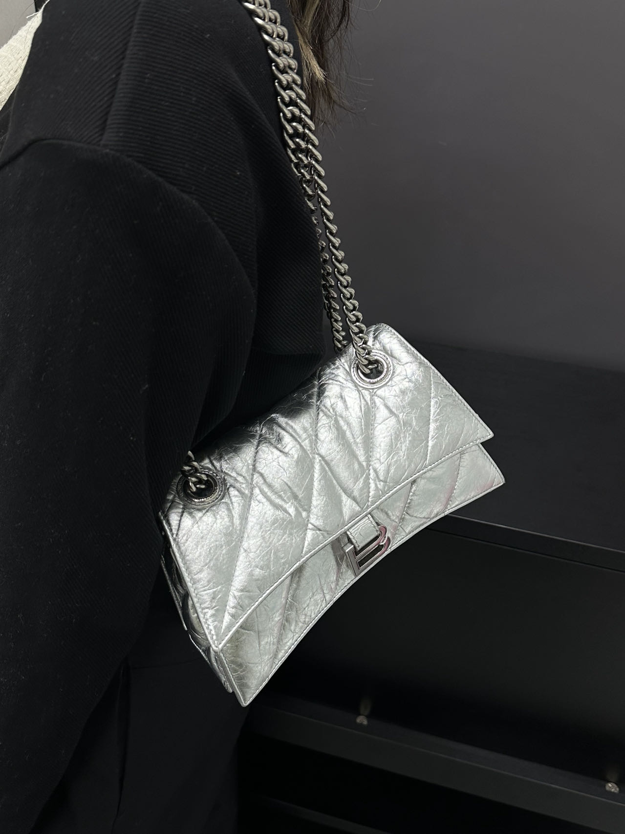 95新 Balenciaga/巴黎世家 CS4348 小号灰银crush