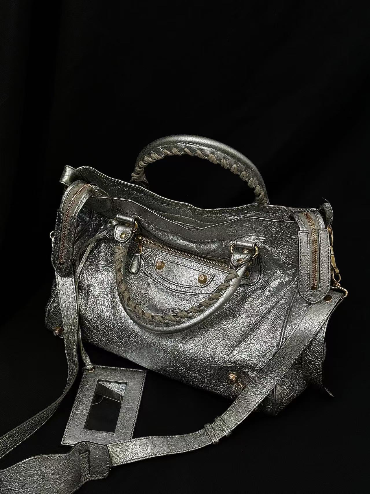 95新 Balenciaga/巴黎世家 CS5661/巴黎世家 银色机车包