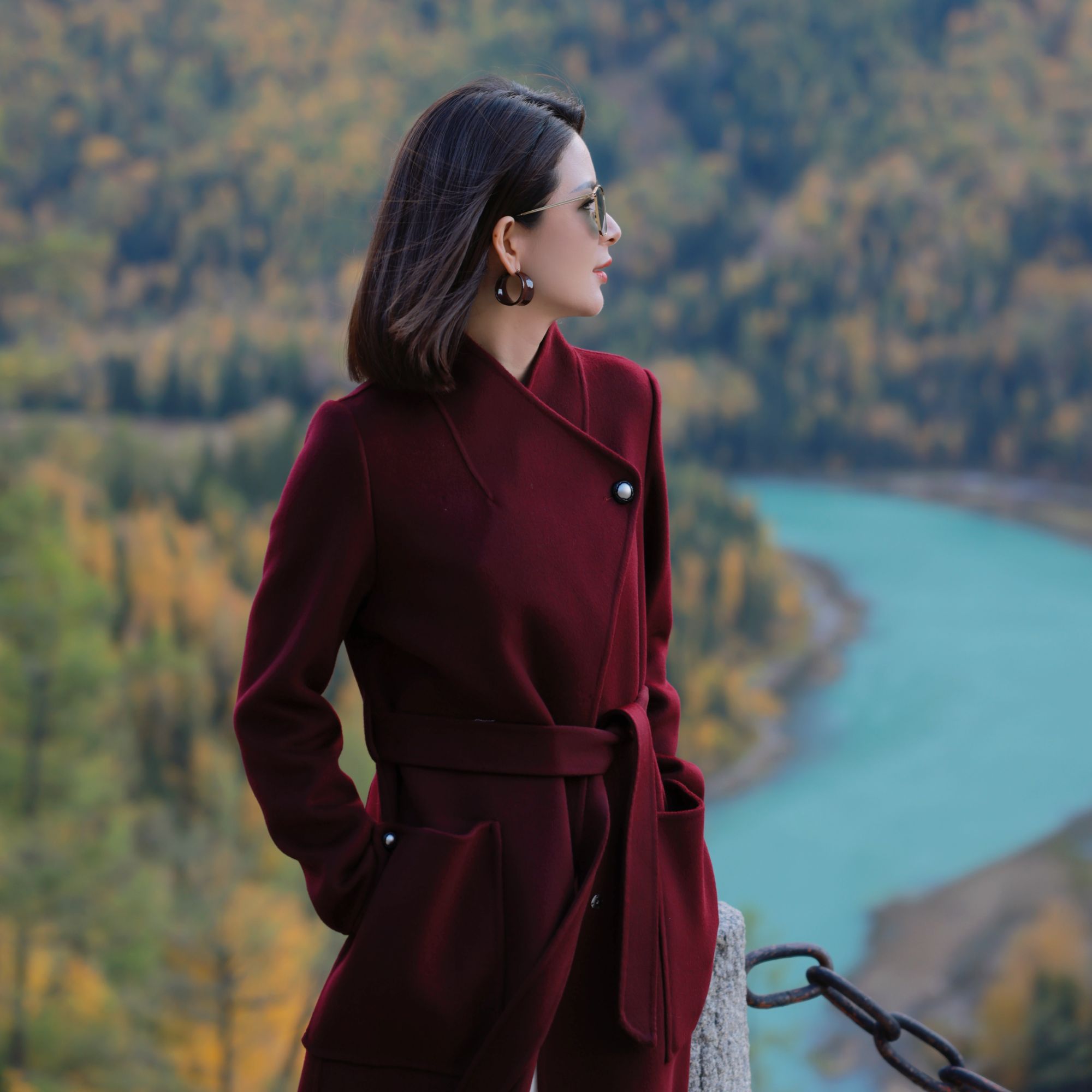 【安安原创】绵羊毛羊绒秋冬双面呢正肩显瘦气质高级感毛呢大衣#347