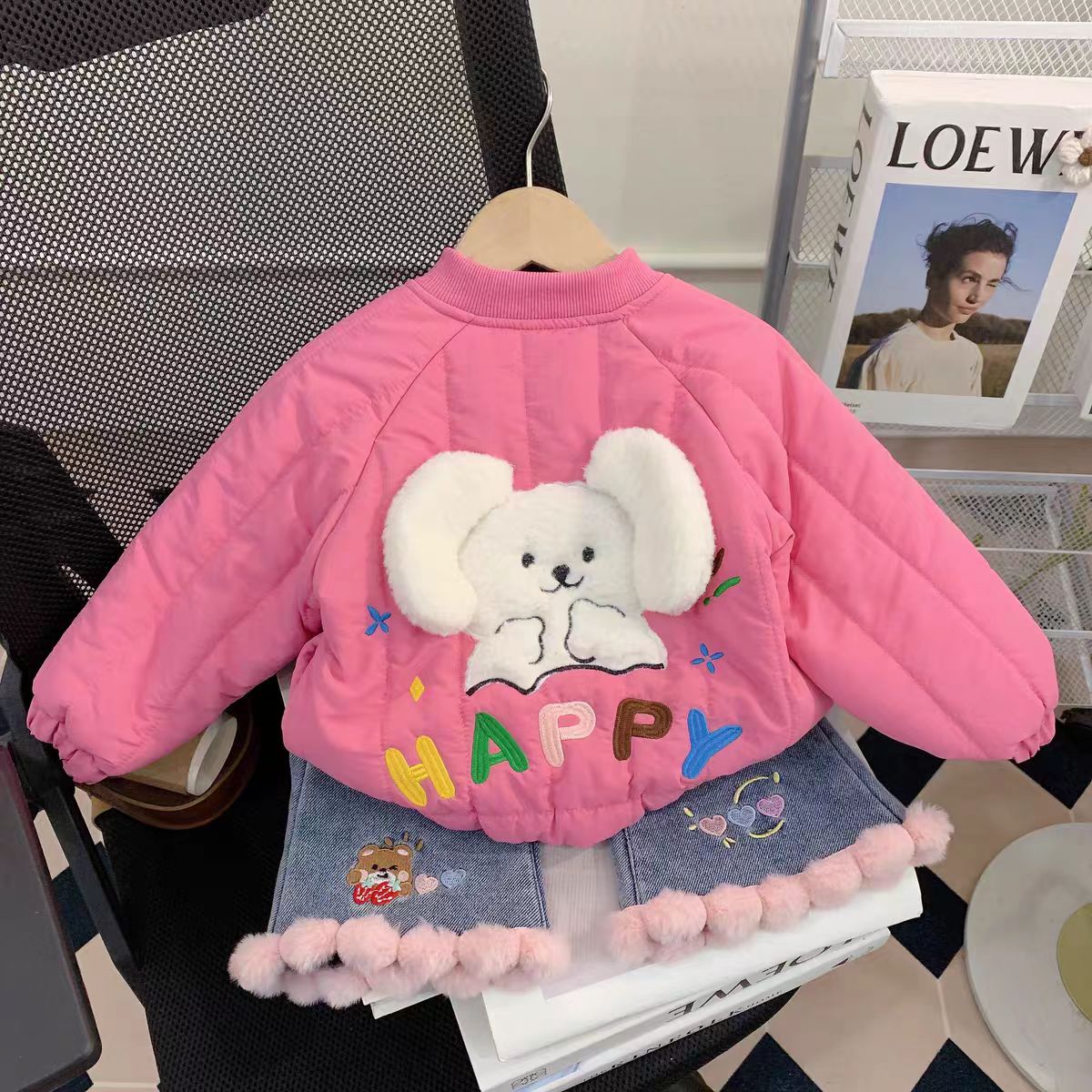 萱宝童装小可爱连衣裙外套套装