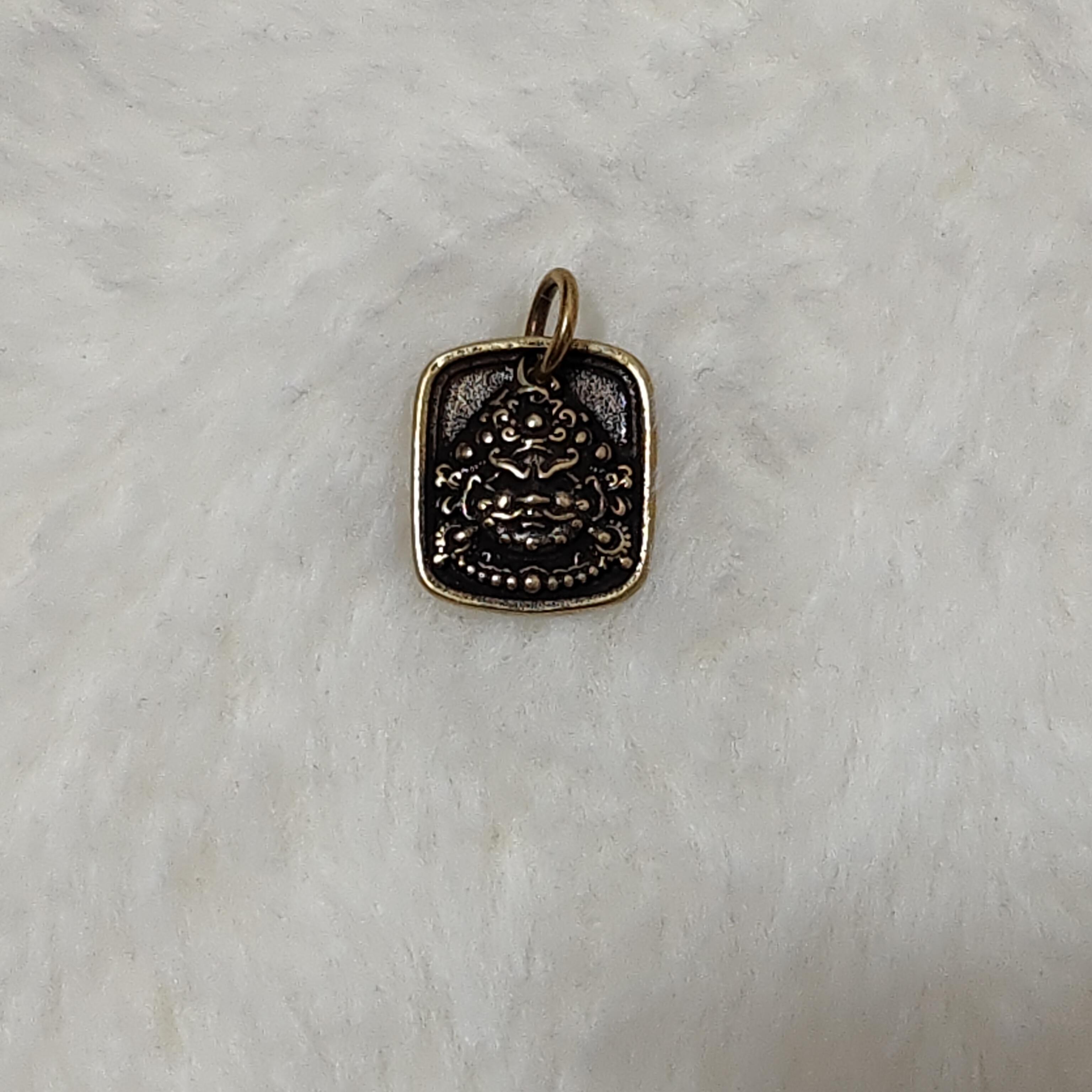 铜吊坠 藏族纯铜黄财神吊牌高档配件金色做旧金属复古小香风配饰