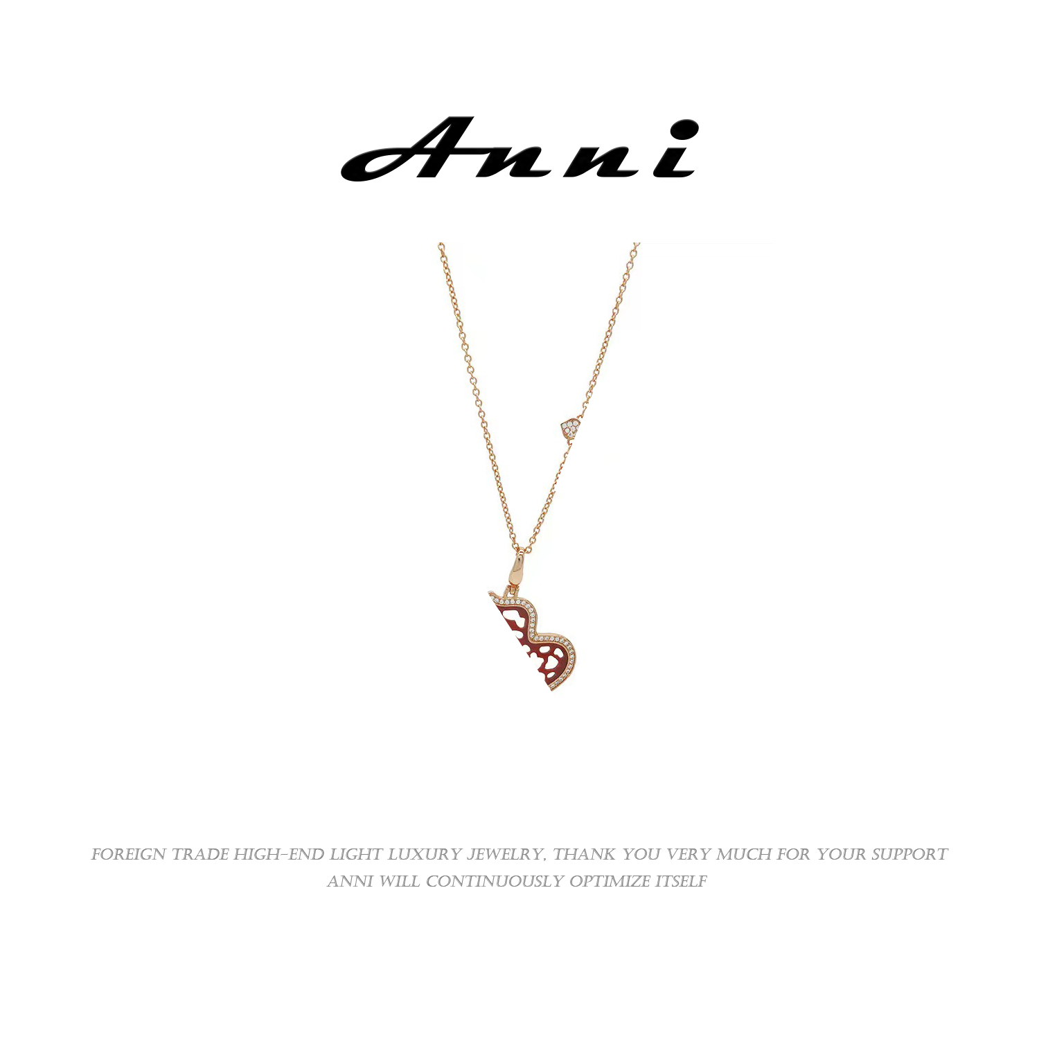 铜合金项链 Anni轻奢【D3157】百搭轻奢时尚经典简约镶嵌编织项链6