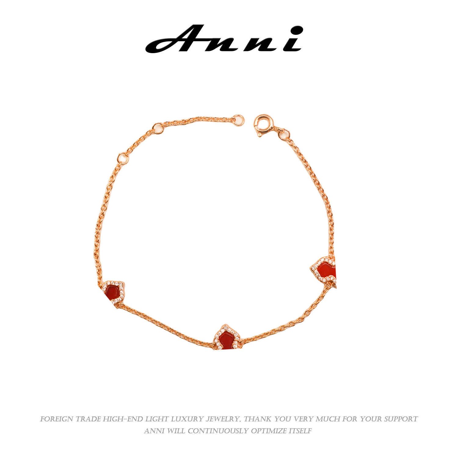 Anni 轻奢【D3050】气质百搭时尚经典简约女款红色手链6