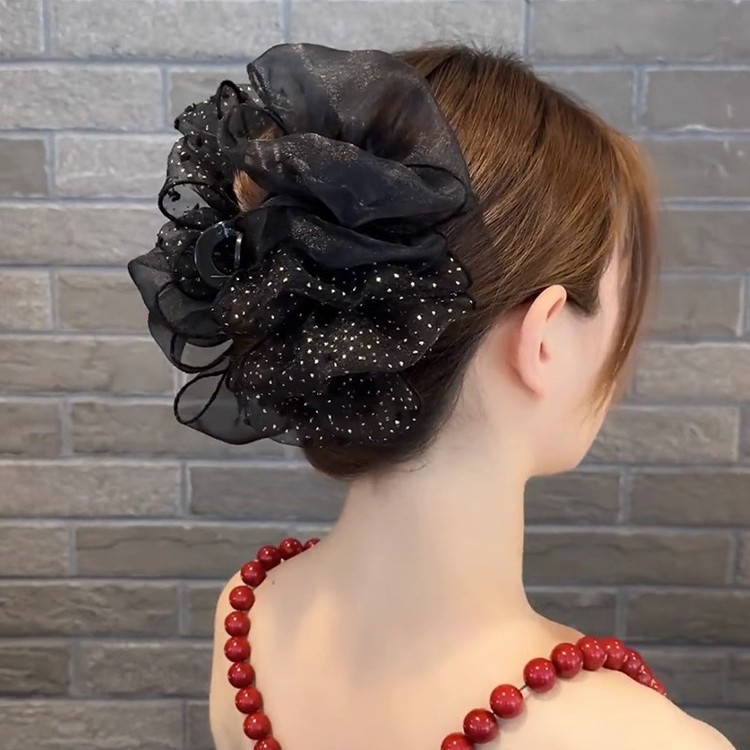 【小扬哥推荐】发饰黑色气质波点双面泡泡抓夹高级感发饰后