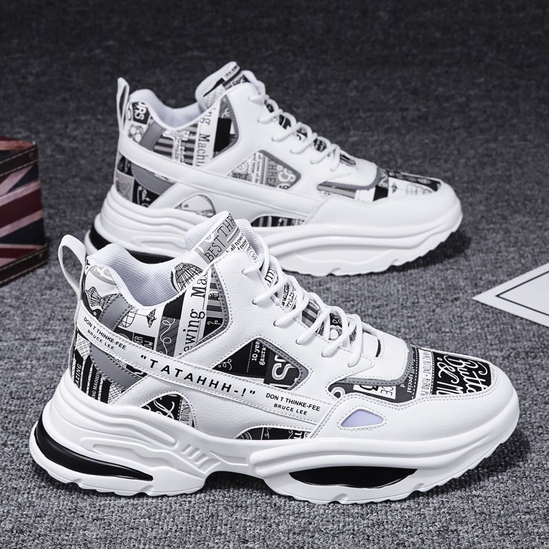 【秋冬换新】男鞋新款韩版潮流高帮板鞋增高运动休闲ins老爹潮鞋