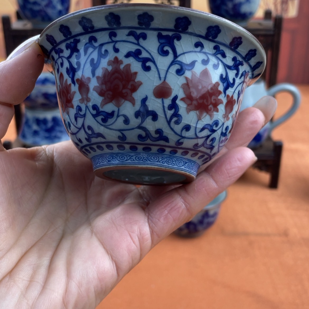 【闪购商品】杯釉里红压手杯