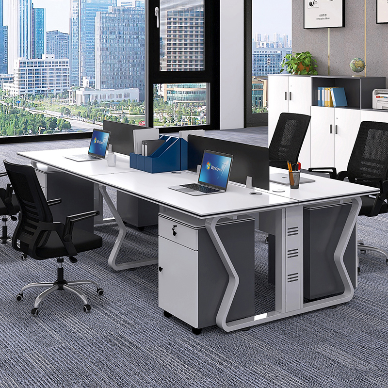 职员办公桌简约现代单人位双四六人位员工桌办公室桌椅松弛感桌子