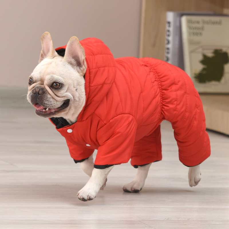 法斗狗狗衣服秋冬装棉衣 巴哥斗牛犬四脚衣冬季加厚保暖棉袄