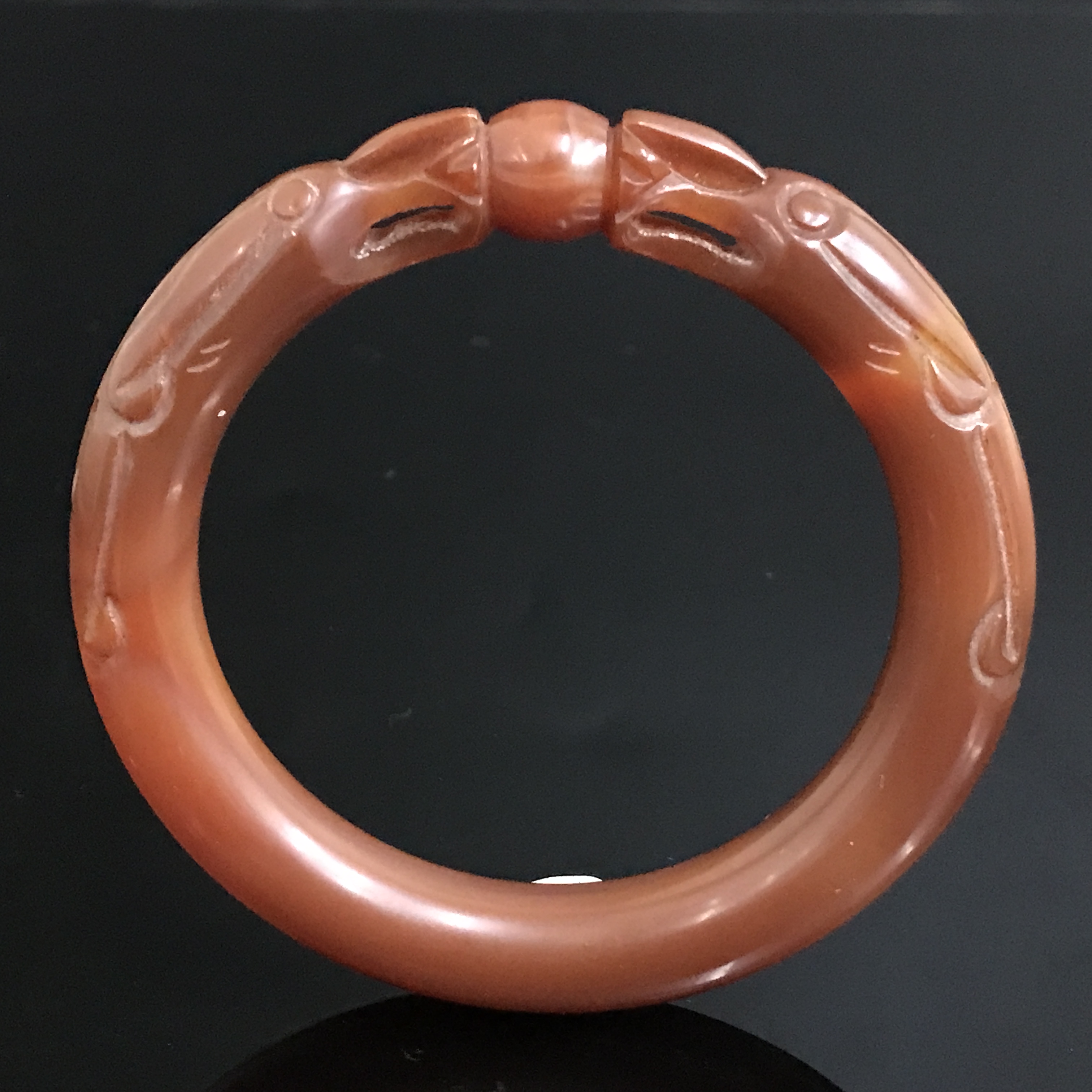 清代玛瑙双龙戏珠纹镯/505313/收藏/传承/【友谊文物商店】