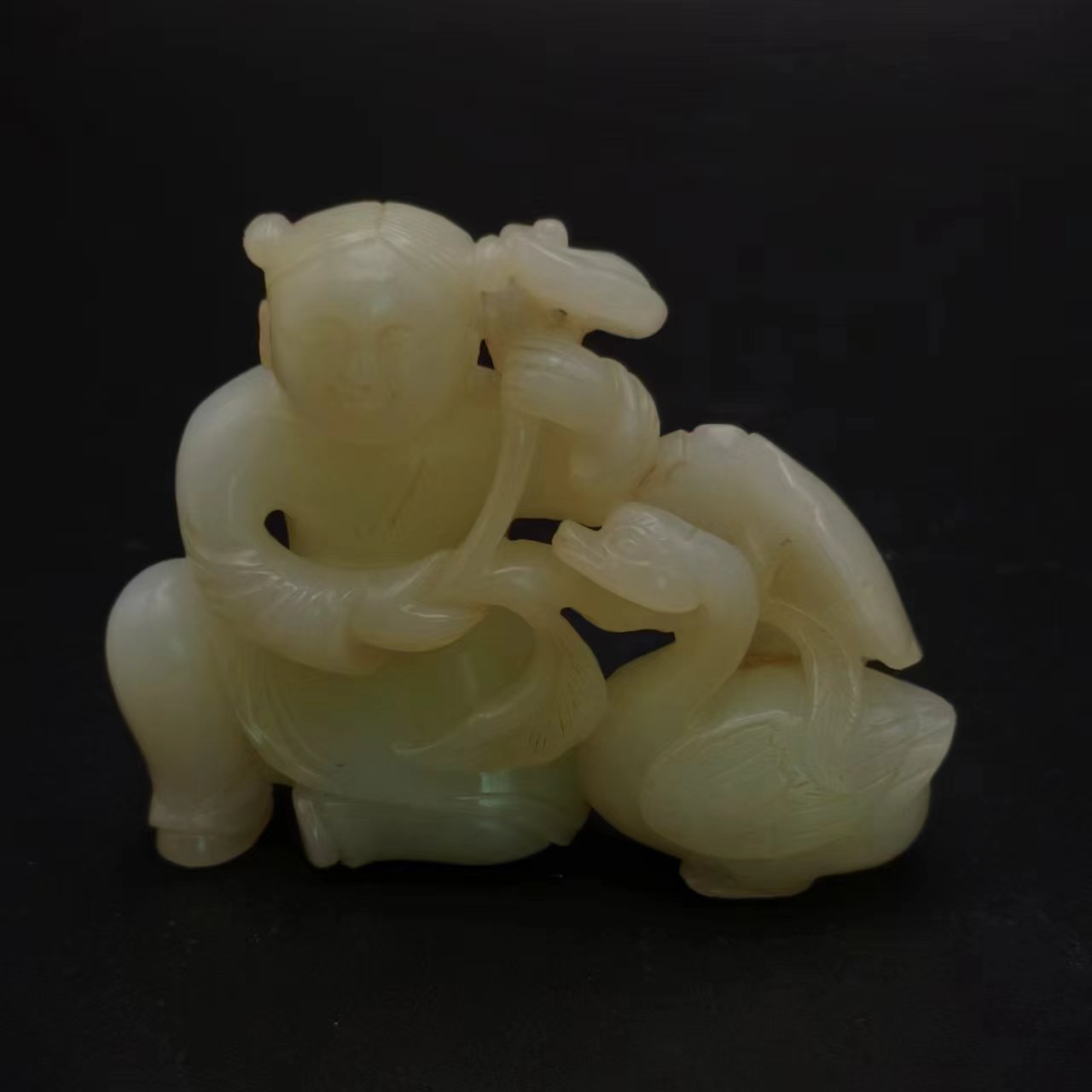 清中期玉童子戏鹅/260871/收藏/传承/【友谊文物商店】