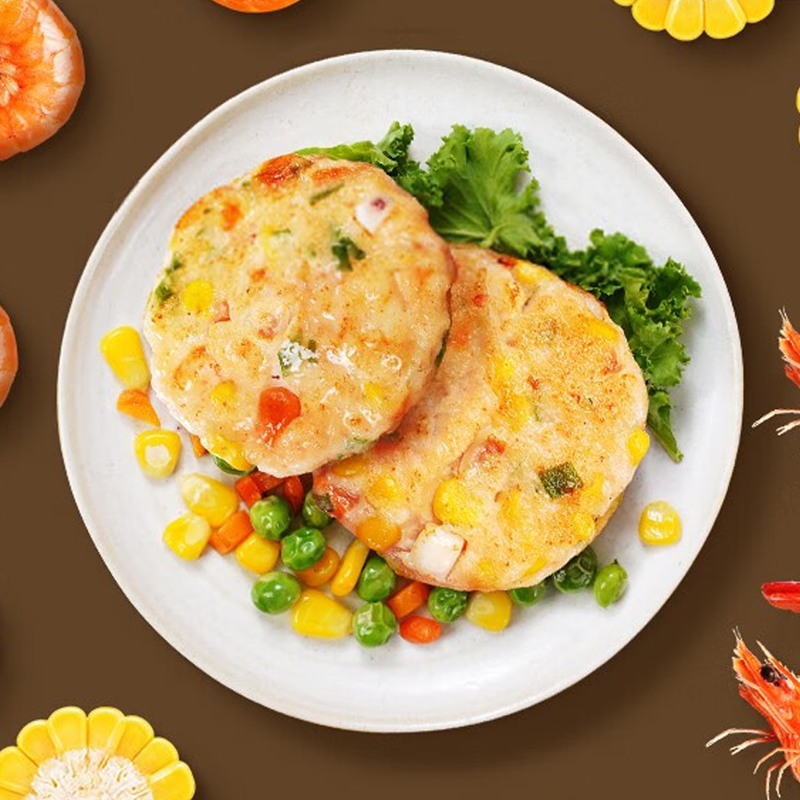 美味（御好烧）手工鲜虾饼彩蔬虾仁饼 100g/袋*10袋 营养伴侣