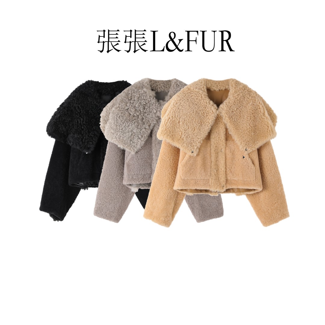 張張L.FUR 秋冬新品时尚翻领真羊皮毛一体K5F095