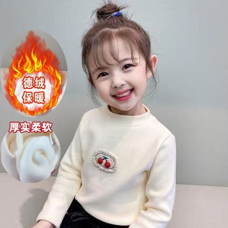 女童加绒打底衫儿童保暖内衣秋冬新款婴儿加绒上衣长袖半高领T恤